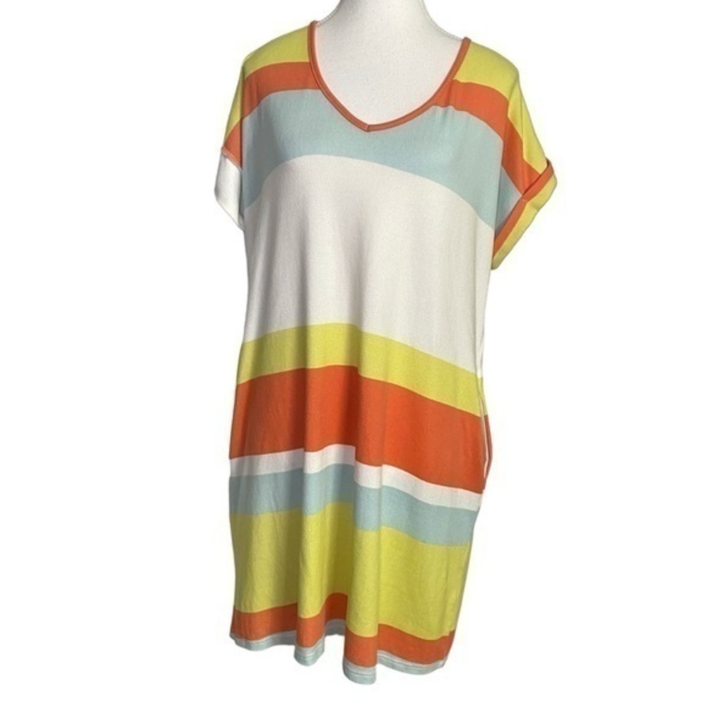 Jodifl Striped V-Neck Midi Dress with Pockets - Picture 1 of 13
